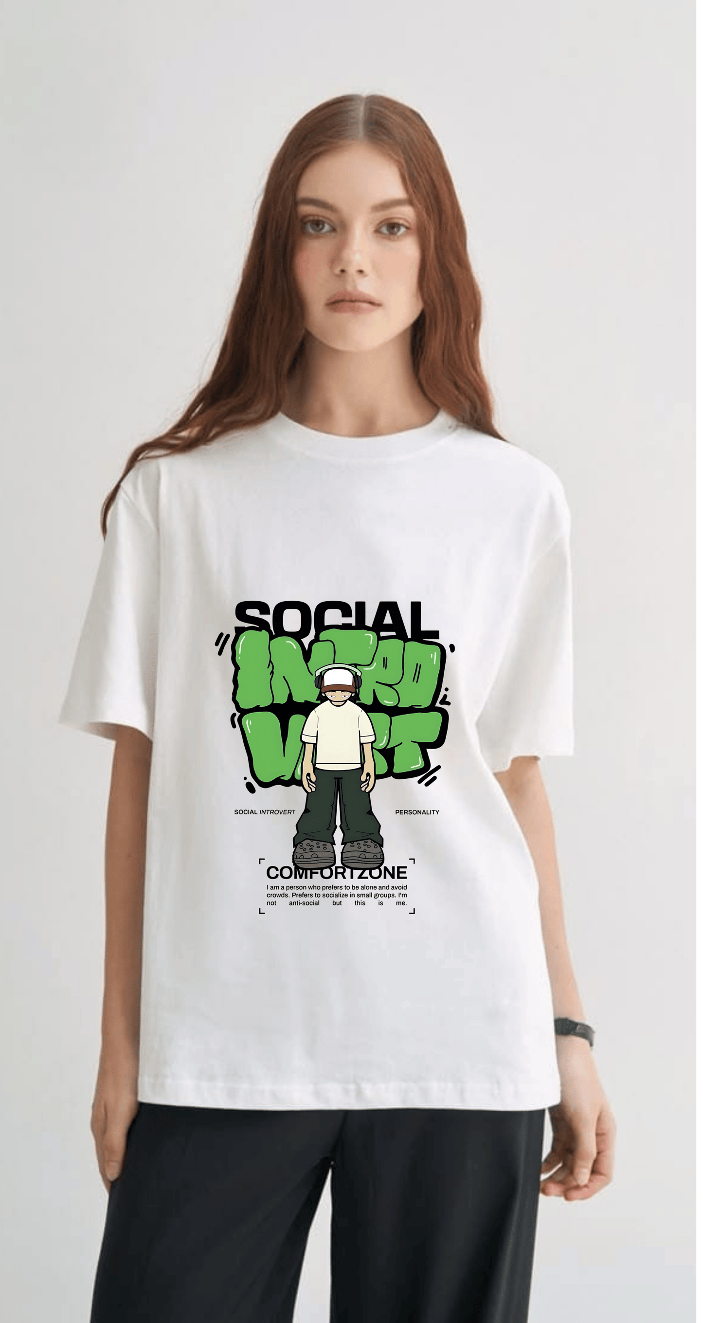 Social Introvert – Minimalist White Tee