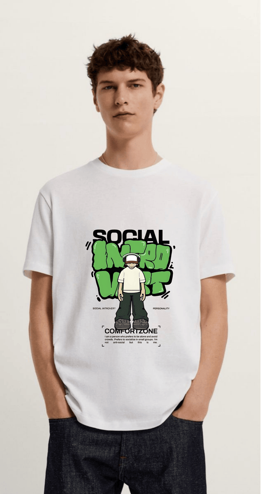 Social Introvert – Minimalist White Tee